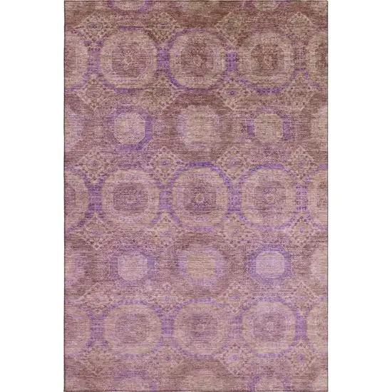 Blush And Purple Abstract Geometric Washable Area Rug With UV Protection Photo 1