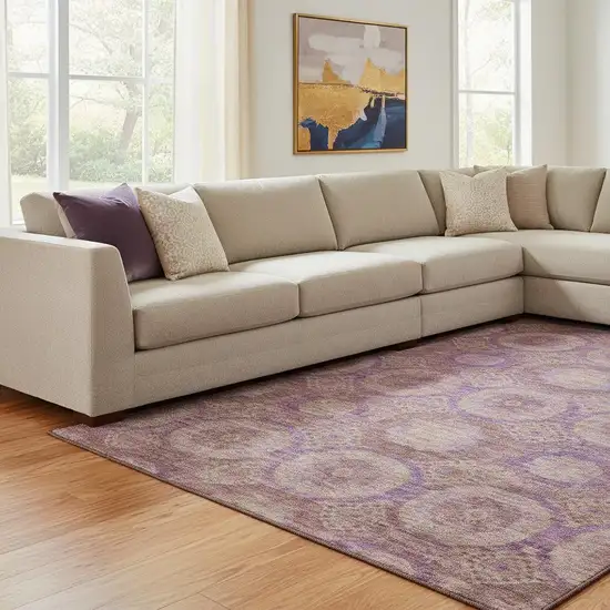 Blush And Purple Abstract Geometric Washable Area Rug With UV Protection Photo 2