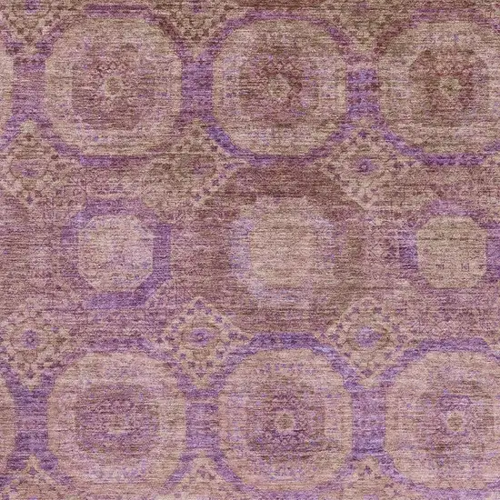 Blush And Purple Abstract Geometric Washable Area Rug With UV Protection Photo 3