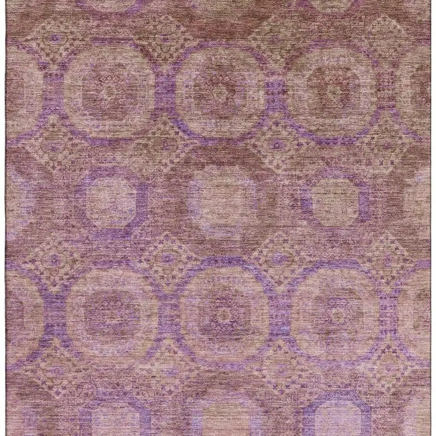 Blush And Purple Abstract Geometric Washable Area Rug With UV Protection Photo 4