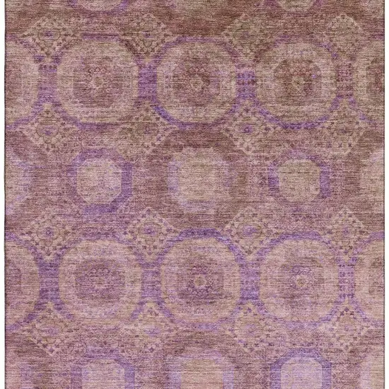 Blush And Purple Abstract Geometric Washable Area Rug With UV Protection Photo 3