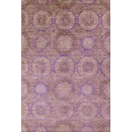 Blush And Purple Abstract Geometric Washable Area Rug With UV Protection Photo 4