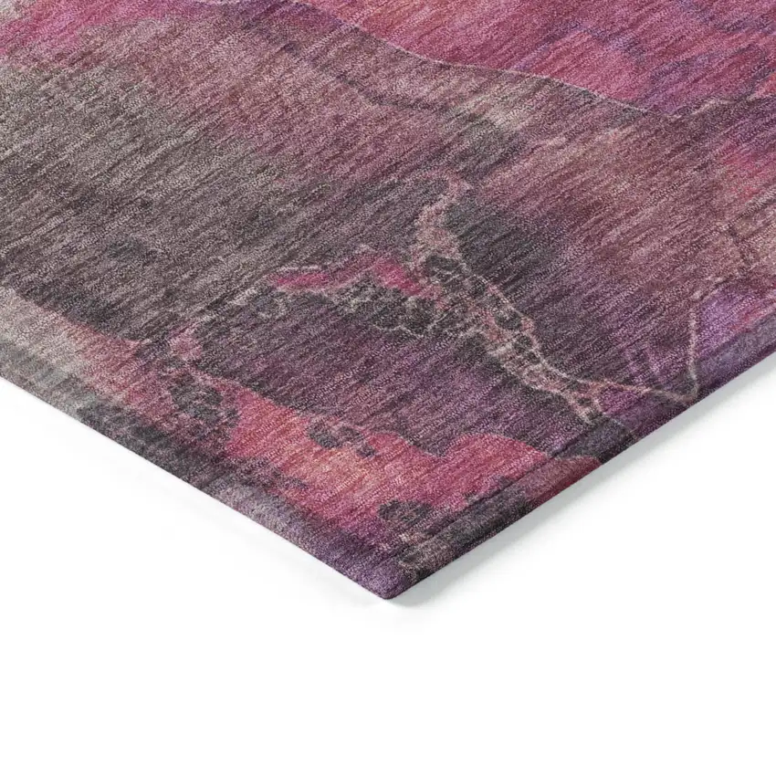 Blush And Purple Floral Washable Indoor Outdoor Area Rug Photo 6