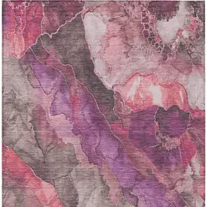 Photo of Blush And Purple Floral Washable Indoor Outdoor Area Rug