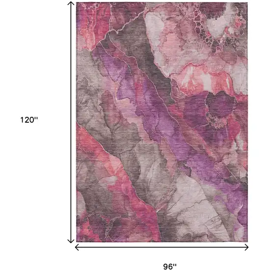 Blush And Purple Floral Washable Indoor Outdoor Area Rug Photo 9