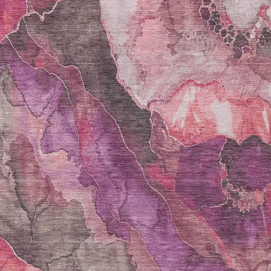 Blush And Purple Floral Washable Indoor Outdoor Area Rug Photo 7