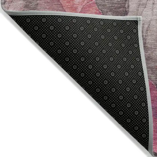 Blush And Purple Floral Washable Indoor Outdoor Area Rug Photo 4