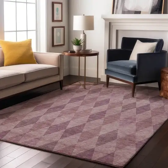 Blush And Purple Geometric Washable Area Rug With UV Protection Photo 4