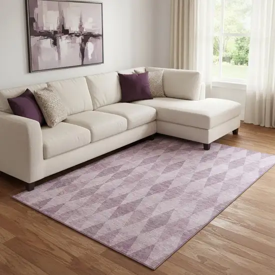 Blush And Purple Geometric Washable Area Rug With UV Protection Photo 1