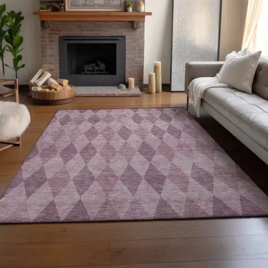 Blush And Purple Geometric Washable Area Rug With UV Protection Photo 5