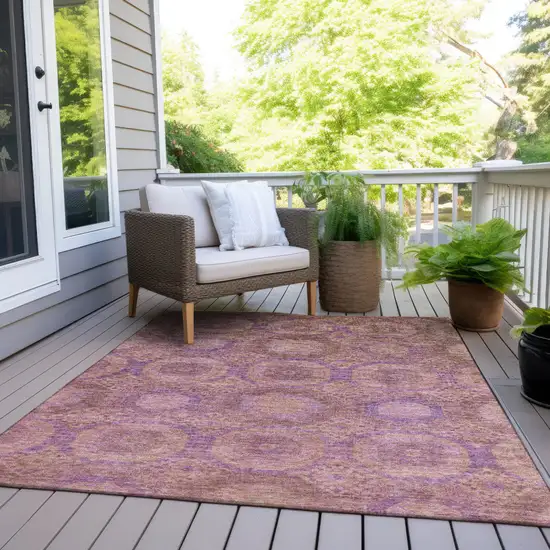 Blush And Purple Medallion Washable Indoor Outdoor Area Rug Photo 8