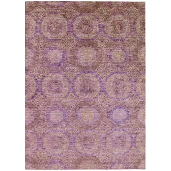 Blush And Purple Medallion Washable Indoor Outdoor Area Rug Photo 1