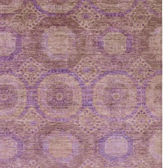 Blush And Purple Medallion Washable Indoor Outdoor Area Rug Photo 4