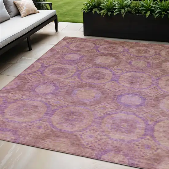 Blush And Purple Medallion Washable Indoor Outdoor Area Rug Photo 2