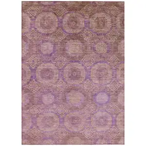 Photo of Blush And Purple Medallion Washable Indoor Outdoor Area Rug