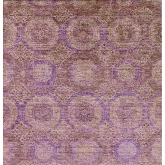 Blush And Purple Medallion Washable Indoor Outdoor Area Rug Photo 3