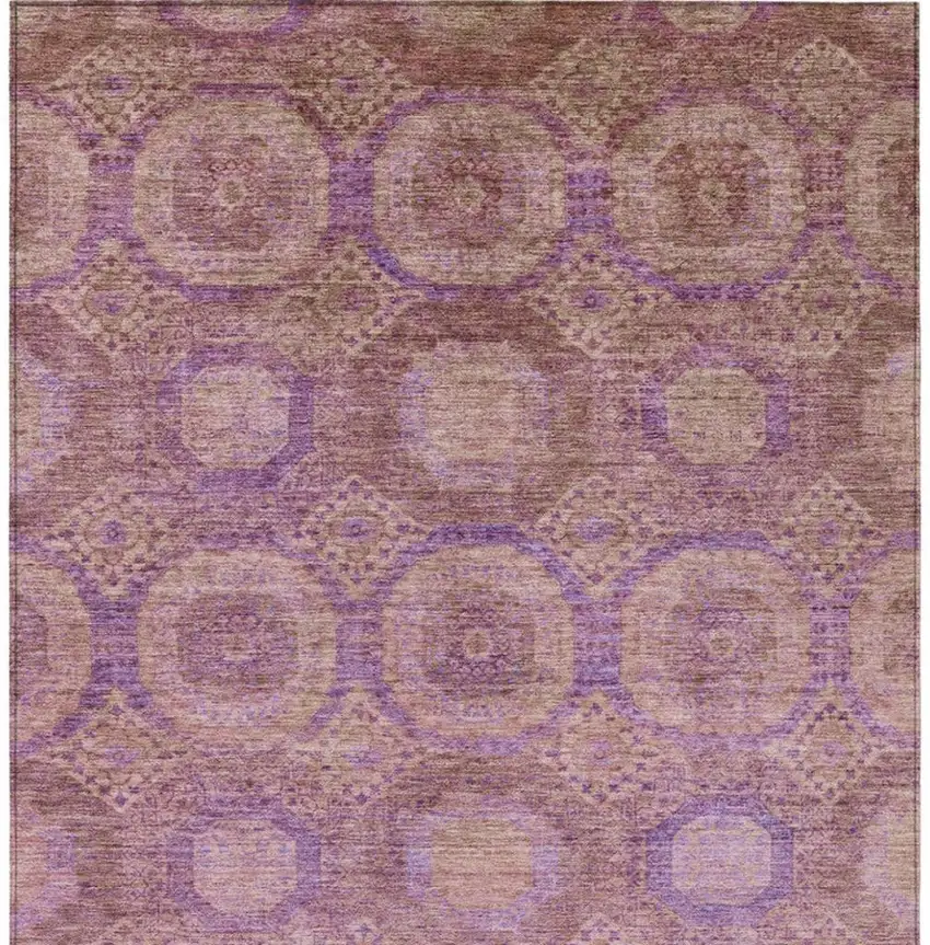 Blush And Purple Medallion Washable Indoor Outdoor Area Rug Photo 3