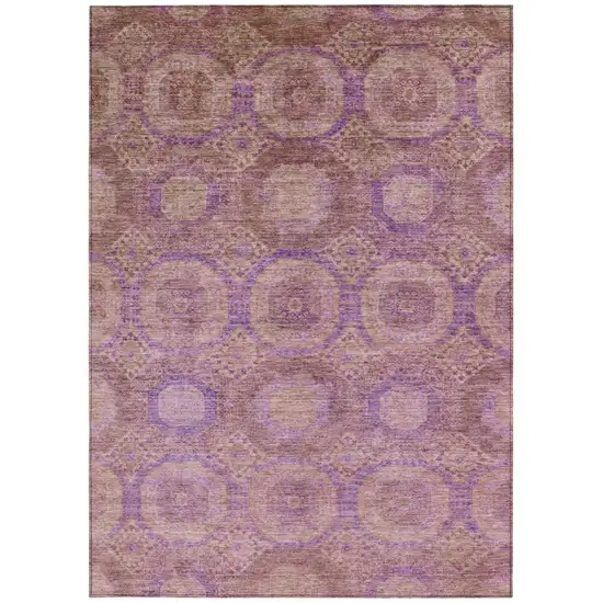 Blush And Purple Medallion Washable Indoor Outdoor Area Rug Photo 4