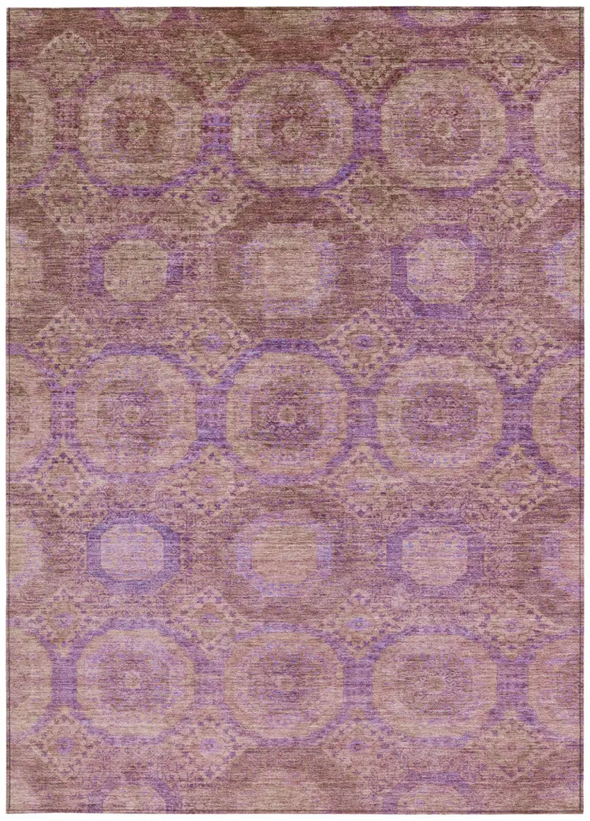 Blush And Purple Medallion Washable Indoor Outdoor Area Rug Photo 4
