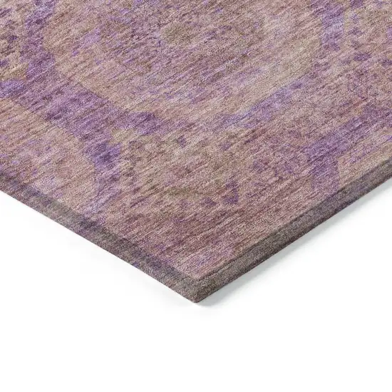 Blush And Purple Medallion Washable Indoor Outdoor Area Rug Photo 9
