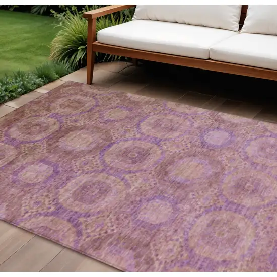 Blush And Purple Medallion Washable Indoor Outdoor Area Rug Photo 2