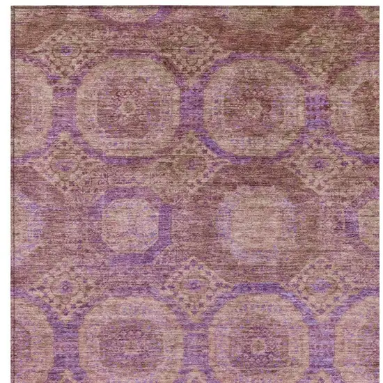 Blush And Purple Medallion Washable Indoor Outdoor Area Rug Photo 3