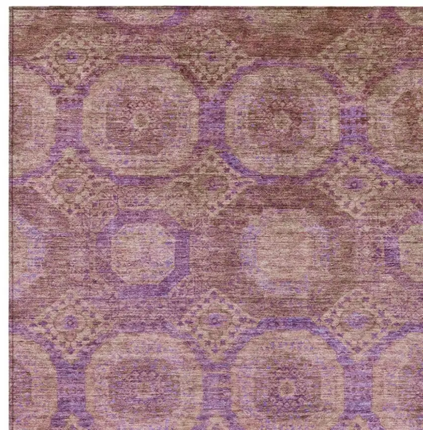 Blush And Purple Medallion Washable Indoor Outdoor Area Rug Photo 3