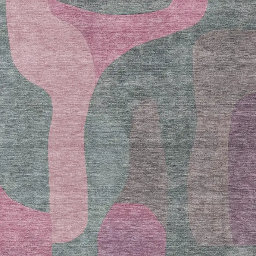 Blush And Sage Abstract Washable Indoor Outdoor Area Rug Photo 4