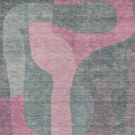 Blush And Sage Abstract Washable Indoor Outdoor Area Rug Photo 3
