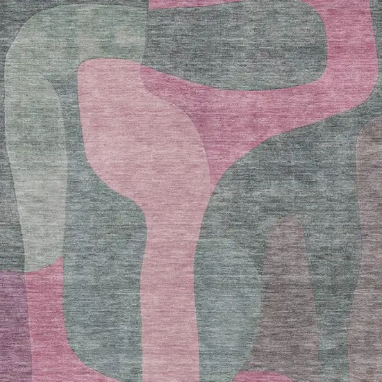 Blush And Sage Abstract Washable Indoor Outdoor Area Rug Photo 4