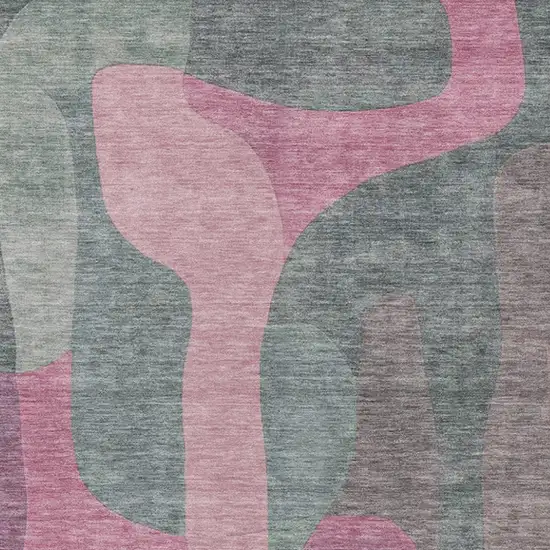 Blush And Sage Abstract Washable Indoor Outdoor Area Rug Photo 3