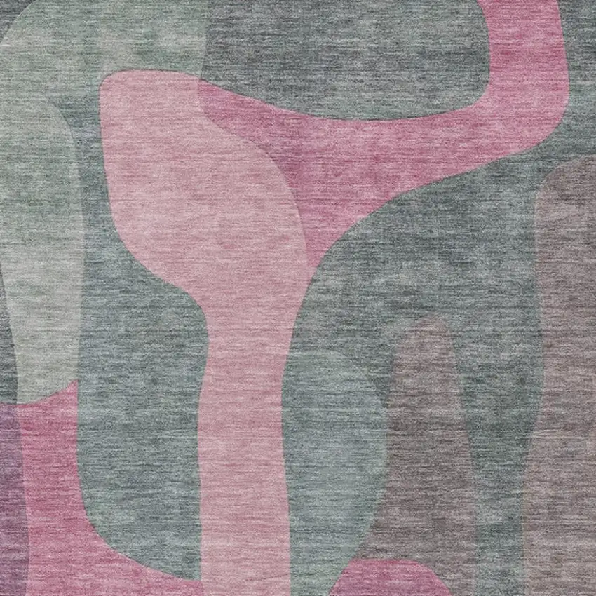 Blush And Sage Abstract Washable Indoor Outdoor Area Rug Photo 3