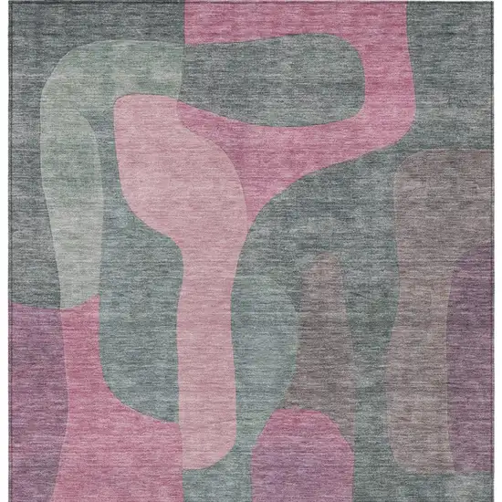 Blush And Sage Abstract Washable Indoor Outdoor Area Rug Photo 4