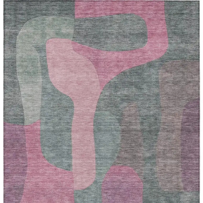 Blush And Sage Abstract Washable Indoor Outdoor Area Rug Photo 4