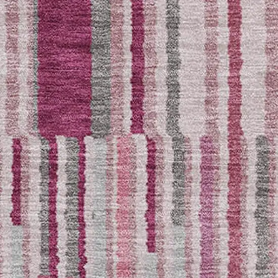 Blush And Silver Striped Washable Area Rug With UV Protection Photo 3