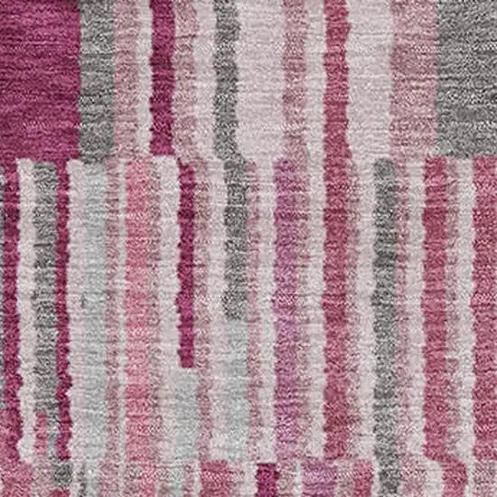Blush And Silver Striped Washable Area Rug With UV Protection Photo 3