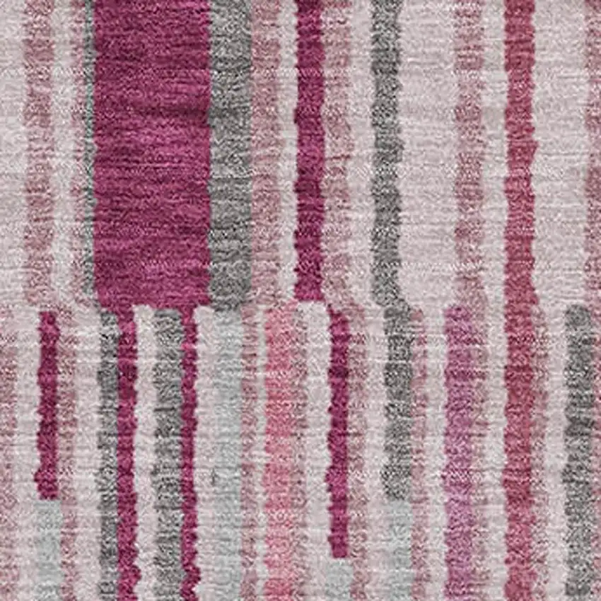 Blush And Silver Striped Washable Area Rug With UV Protection Photo 3