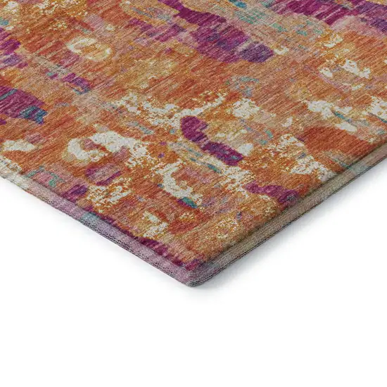 Blush And Teal Abstract Washable Area Rug With UV Protection Photo 8