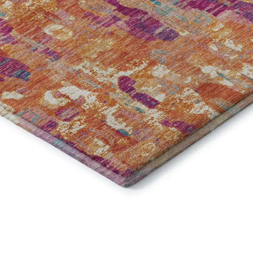 Blush And Teal Abstract Washable Area Rug With UV Protection Photo 7
