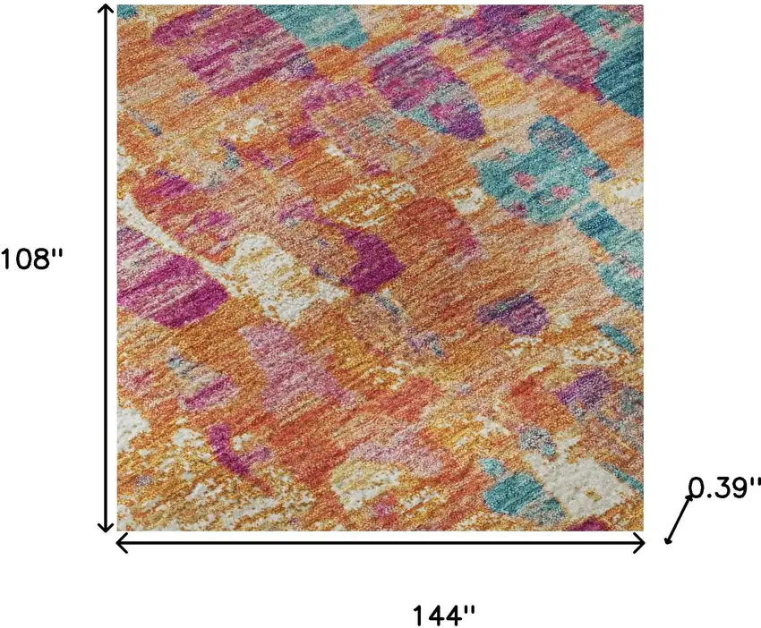 Blush And Teal Abstract Washable Area Rug With UV Protection Photo 8