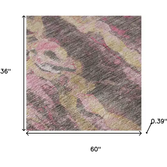 Blush And Wheat Abstract Washable Area Rug With UV Protection Photo 9