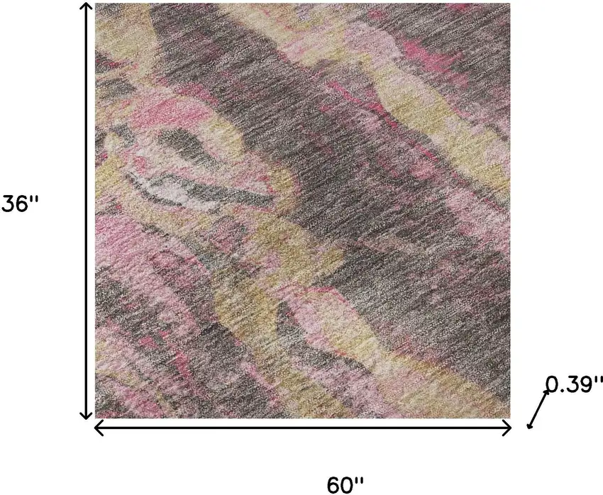 Blush And Wheat Abstract Washable Area Rug With UV Protection Photo 9