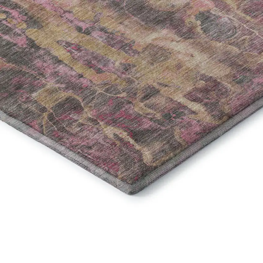 Blush And Wheat Abstract Washable Area Rug With UV Protection Photo 8