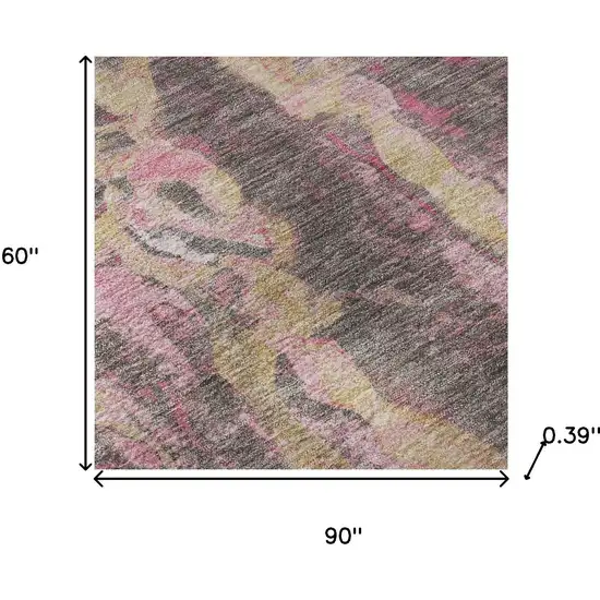 Blush And Wheat Abstract Washable Area Rug With UV Protection Photo 9