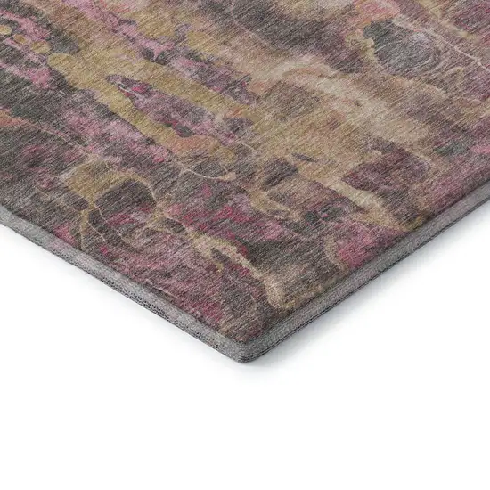 Blush And Wheat Abstract Washable Area Rug With UV Protection Photo 8