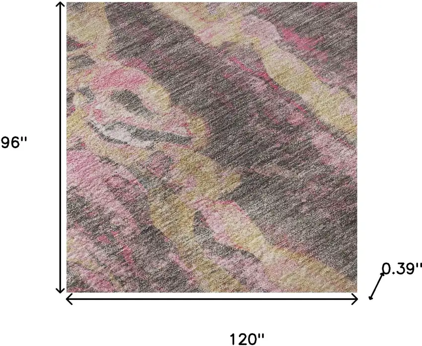 Blush And Wheat Abstract Washable Area Rug With UV Protection Photo 9