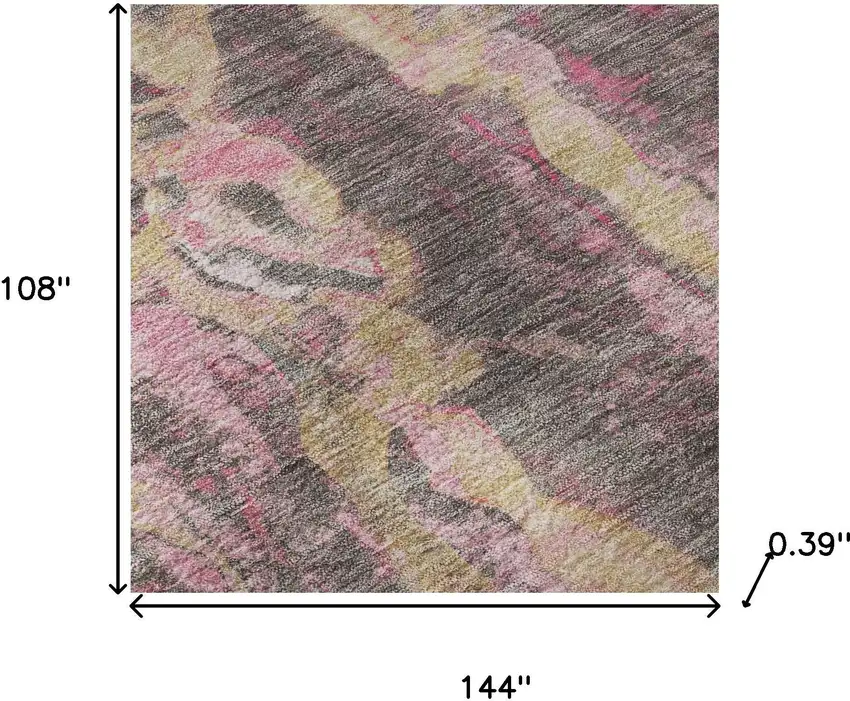 Blush And Wheat Abstract Washable Area Rug With UV Protection Photo 9
