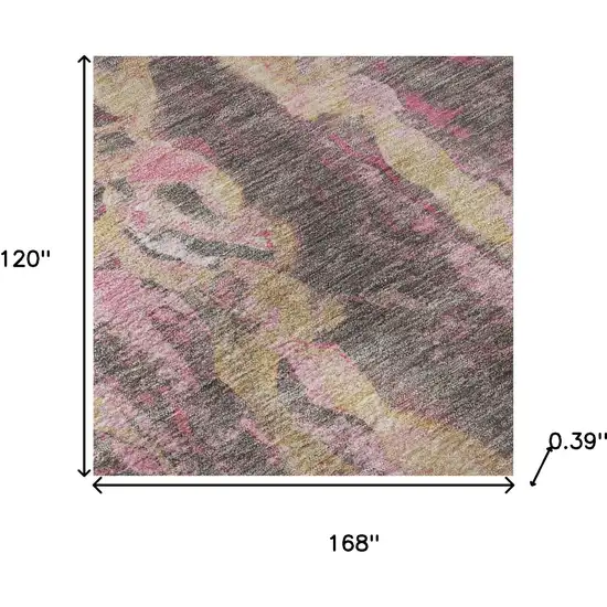 Blush And Wheat Abstract Washable Area Rug With UV Protection Photo 9