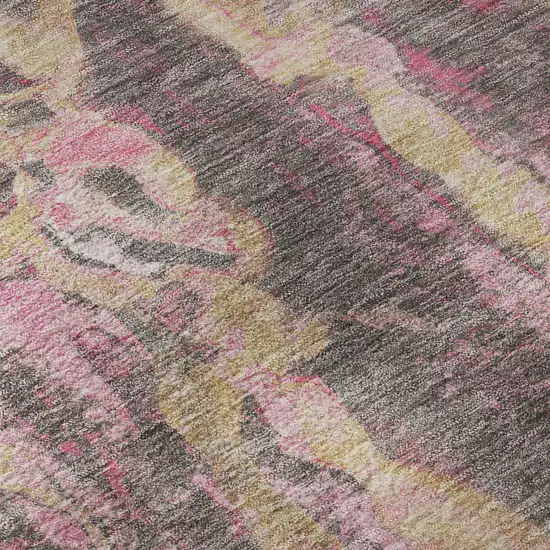 Blush And Wheat Abstract Washable Area Rug With UV Protection Photo 3