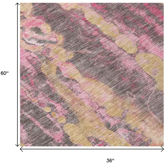 Blush And Wheat Abstract Washable Indoor Outdoor Area Rug Photo 3